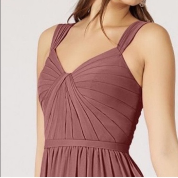 Azazie Evie Dusty Rose A-Line Pleated Chiffon Dress Bridesmaid Dress Pink Size 8 - Picture 3 of 5
